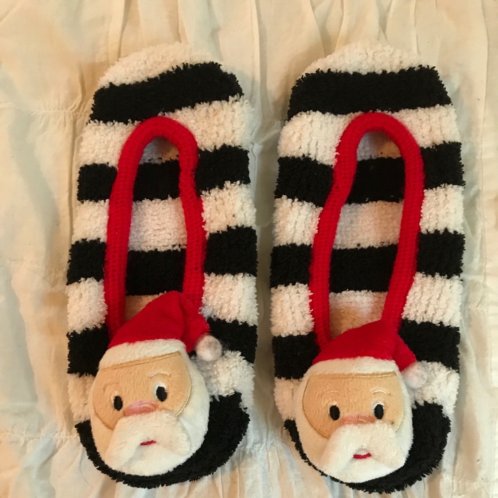 Santa Slipper Socks Worn Once